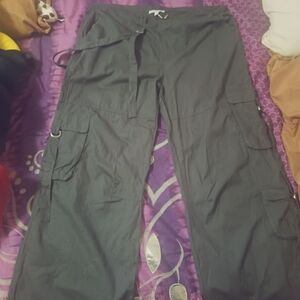 Gray Cargo Wide Pants